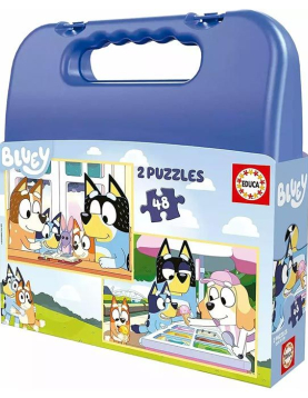Puzzle Educa 2x48 Bluey em mala