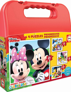 Puzzle Educa Mala Puzzles Progressivos Mickey Mouse 12-16-20-25 Peças