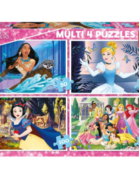 4 puzzles progressivos de 50 a 150 peças Disney® Princesas, da EDUCA