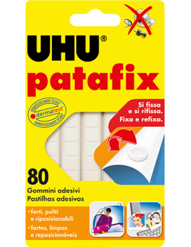 GOMA ADESIVA UHU TAC PATAFIX BRANCA 60GR BLISTER 80 UNIDADES