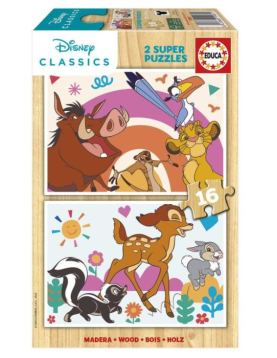 Puzzle Educa madeira 2x16 animais Disney
