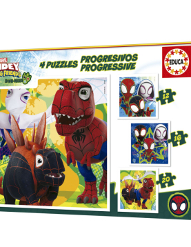 Puzzle Educa Progressivo 12-16-20-25 Peças Spidey e Seus Incríveis Amigos Dino-Webs