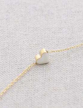 Colar em Aço Com Coração Esmaltado