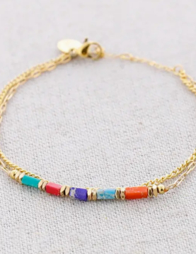 Pulseia Dupla Aço e Pedra