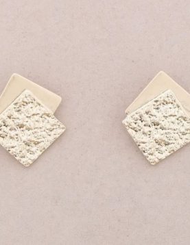 Brincos Dourados Quadrado Duplo