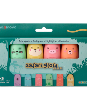 Marcador Fluorescente Imaginovo Safari Pastel com 6 unidades