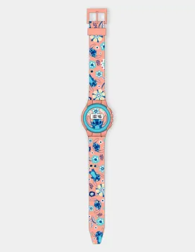Relógio Digital Rosa com Flores – Lilo &amp; Stitch