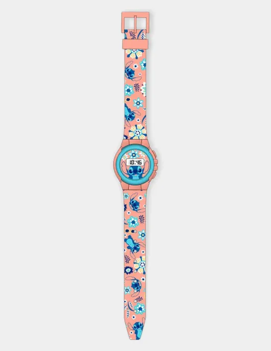 Relógio Digital Rosa com Flores – Lilo & Stitch